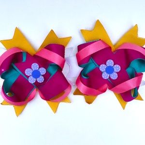 Flower Boutique Bows Medium with Alligator Clip Pink Yellow The pair.